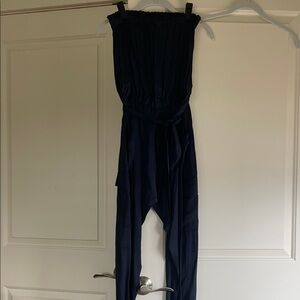 Frame Denim Dark Blue Strapless Jumpsuit